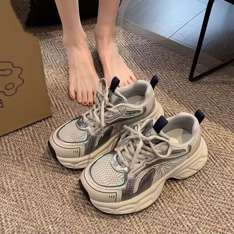 厚底老爹鞋女2025年春网红新款百搭增高休闲运动鞋时尚显脚小女鞋