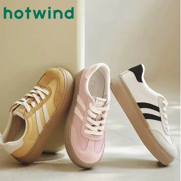 【流光风】热风2025年春季新款女士时尚百搭厚底德训鞋H14W25112