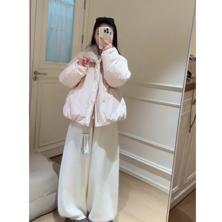 流行一整套2025秋冬新款时尚甜美减龄慵懒风棉服外套裤子两件套