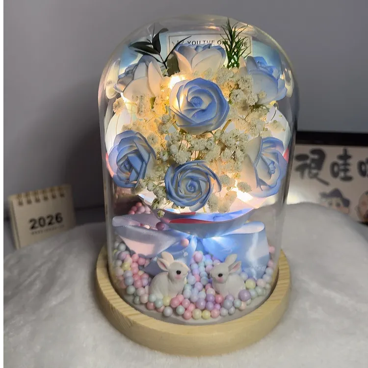 永生花玫瑰花束小夜灯送女友女生老婆闺蜜浪漫生日三八妇女节礼物