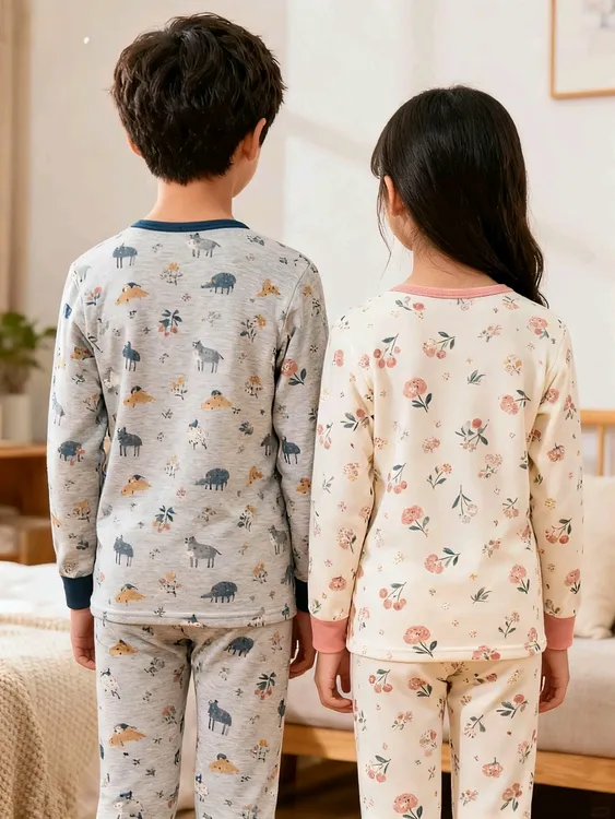 【两套组合 】 宝宝儿童家居服秋冬莱卡新疆长绒棉无骨套装