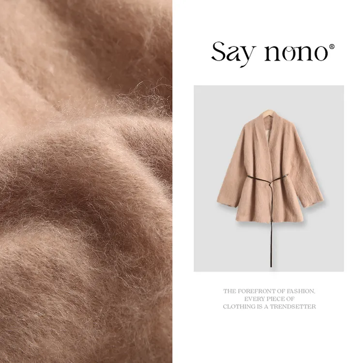 懒猫nono│Saynono 山羊绒绵羊毛长毛拉绒单面呢大衣/XXLSRR88178