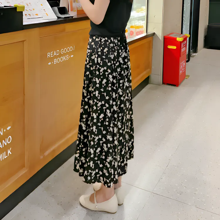 碎花鱼尾半身裙女夏季新款温柔小个子中长款显瘦大摆伞裙子松紧腰