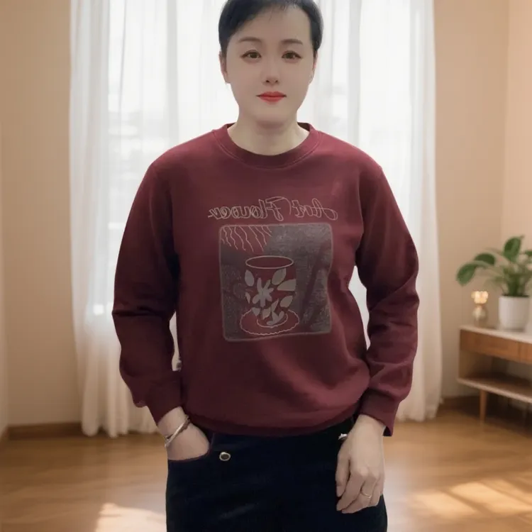 5502冬季德绒加厚圆领款卫衣长袖宽松百搭显瘦保暖上衣