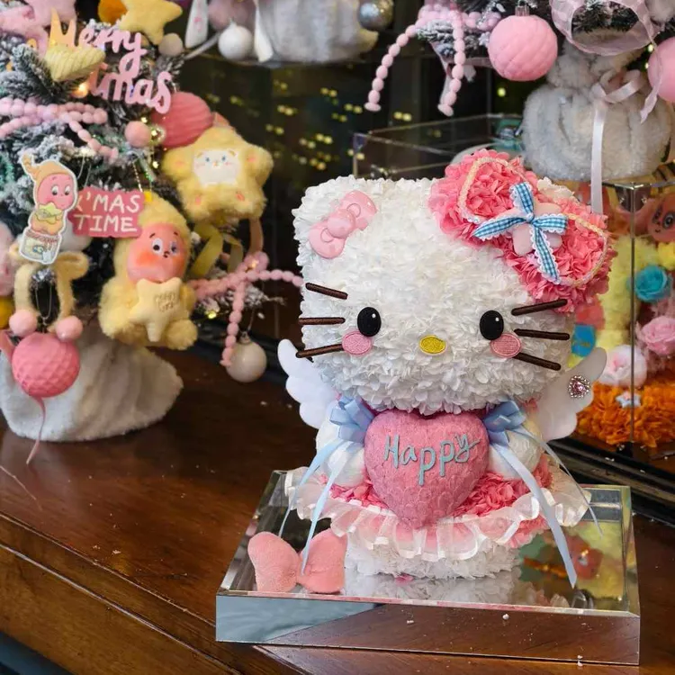 《L B D R》限定小天使hellokitty永生花可爱猫Kitty礼盒摆件