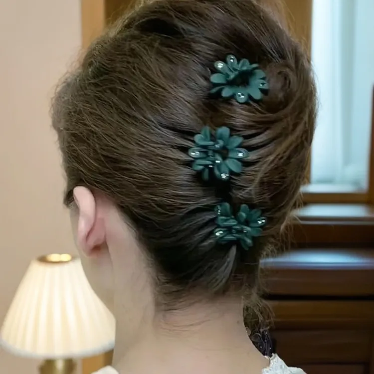 网红高级感小号气质抓夹盘发发夹发饰品女新款后脑勺花朵夹子发抓