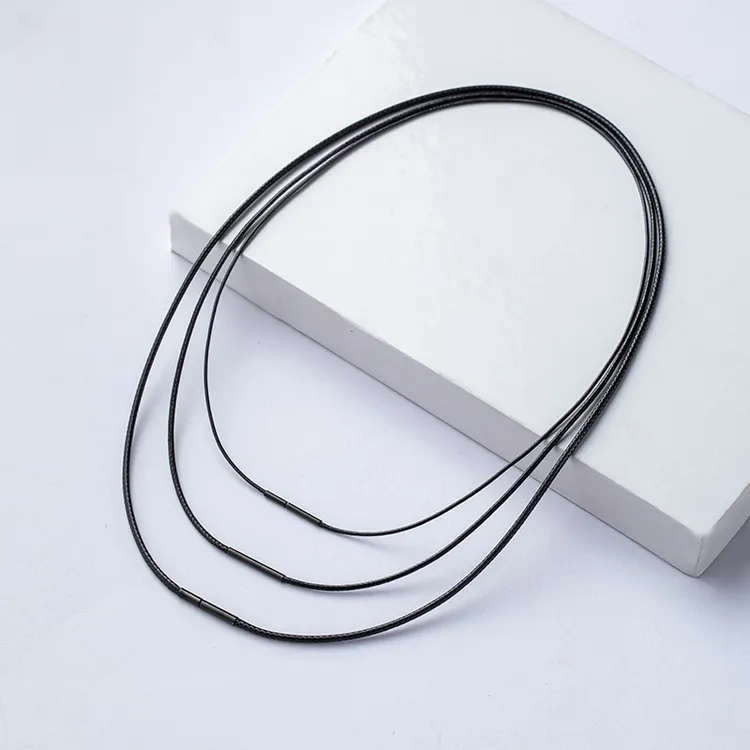 卡扣吊坠挂绳横穿挂绳暗扣男女款黑皮绳项链2025细款免绑挂绳