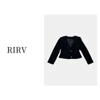 RIRV时髦-“可可焦糖”黑色粗纺外套
