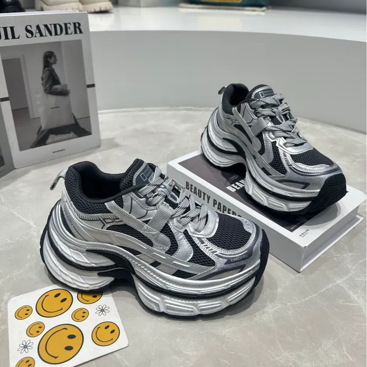 爆款女鞋2025秋新款欧洲站厚底增高7CM老爹鞋显脚小松糕鞋休闲鞋