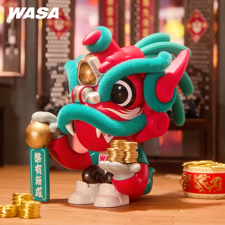 WASA变色龙醒狮开运潮玩盲盒手办摆件新年春节圣诞礼国潮家居摆件