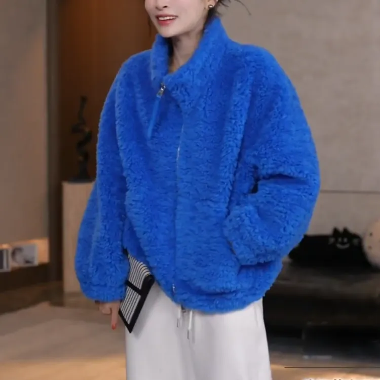 冬季新款简约短款百搭保暖立领上衣时尚休闲女士外套女LK2508857