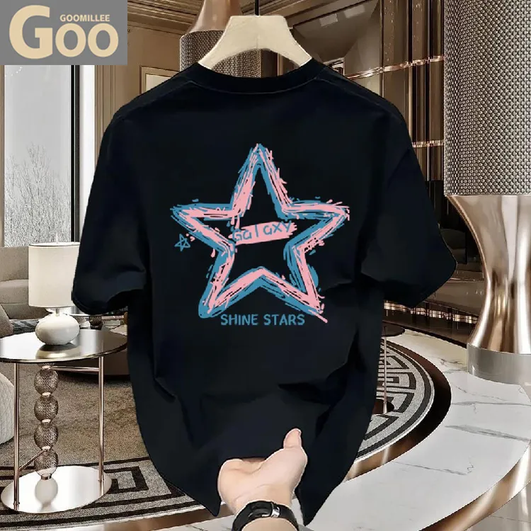 夏季情侣潮牌痞帅重磅纯棉青年男女款ins宽松休闲短袖T恤半袖上衣