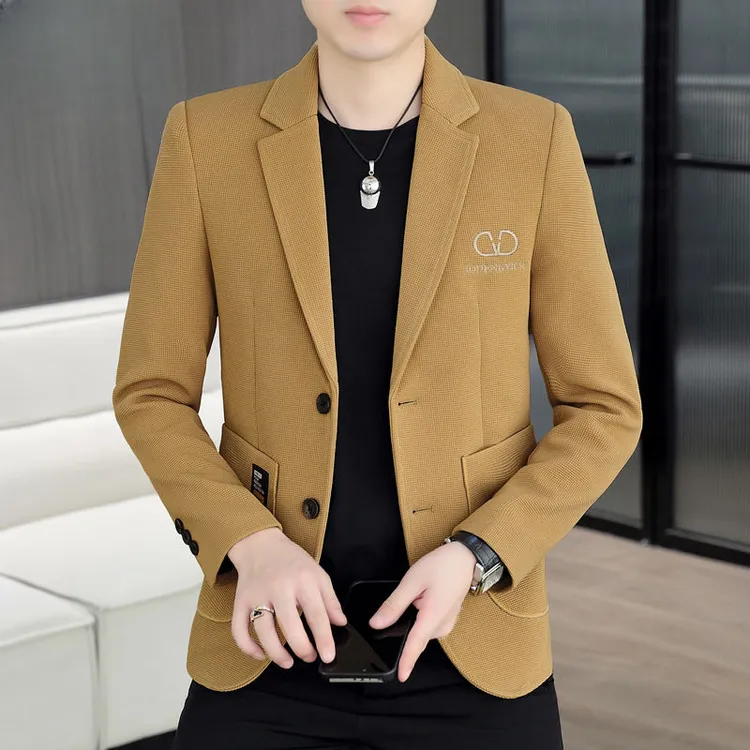 男士春秋季时尚新款高档休闲西服外套男装西装中青年上衣帅气免烫