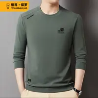 保罗男士春款长袖保暖卫衣时尚休闲圆领华夫格烫标薄款1050