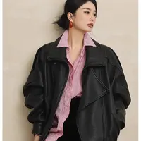 叁【试穿样衣 瑕疵库存】直播间为准 真皮皮衣女韩版宽松修身绵羊皮