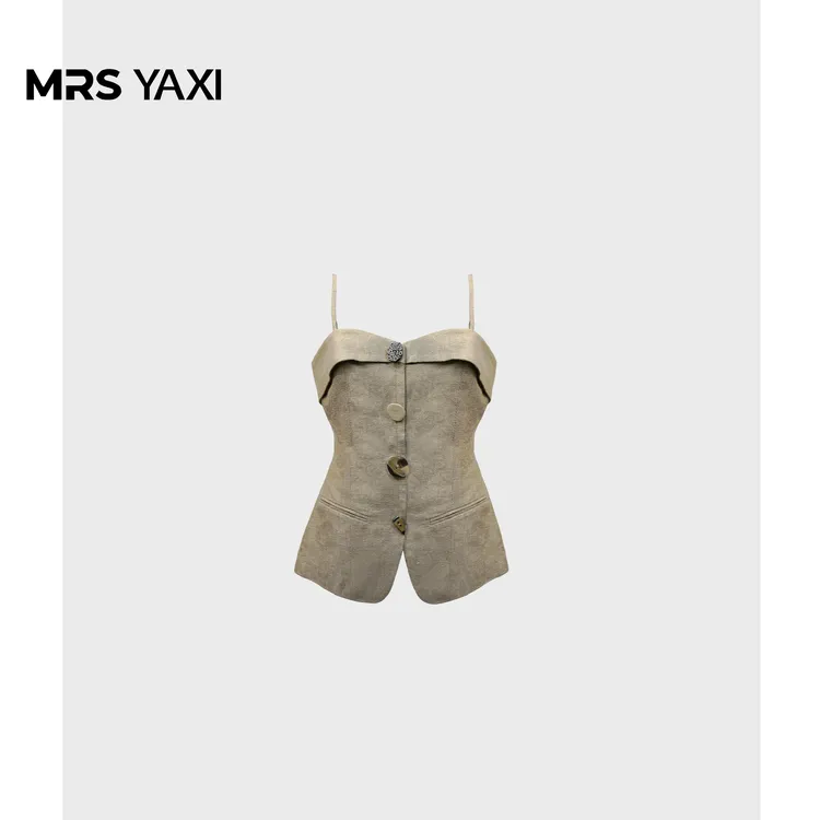 Mrsyaxi小香风名媛亚麻吊带背心YX5050601