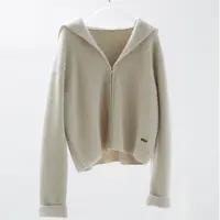 【精纺羊毛】XZ101秋冬爆款海军领拉链开衫气质显瘦设计感女针织衫