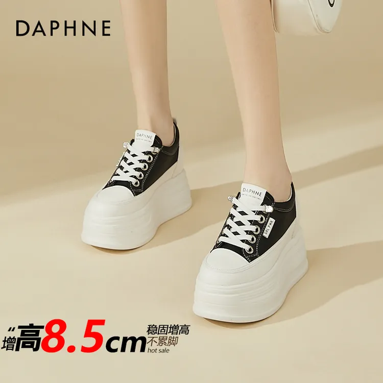 达芙妮时尚休闲板鞋厚底爆款2026新款小个子显瘦内增高女鞋小白鞋商品图