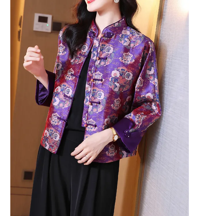 蜀锦真丝短外套女秋大气优雅气质民族风新中式国风桑蚕丝贵气唐装
