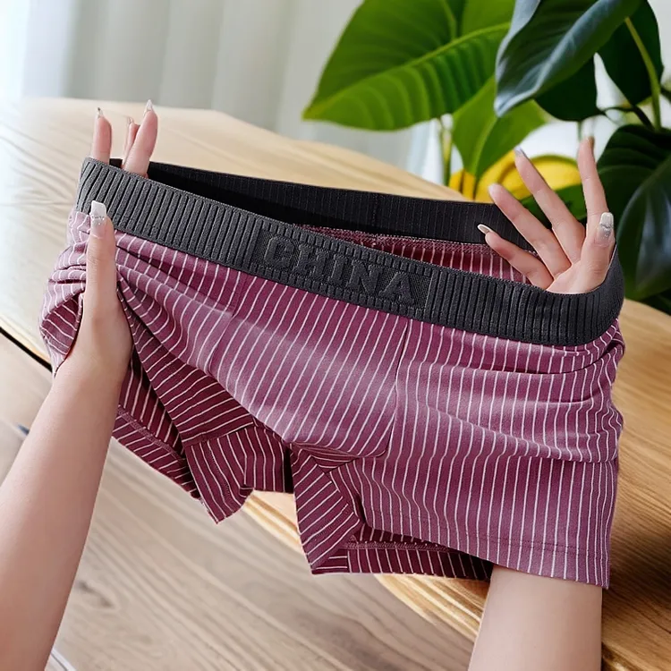 裤衩男士条纹纯棉内裤四角裤头平角裤运动潮流男生男全棉男款底裤