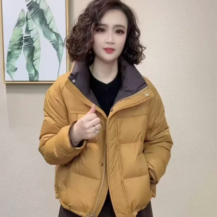 2025冬季新款立领短款羽绒服女时尚洋气百搭减龄保暖白鸭绒外套厚