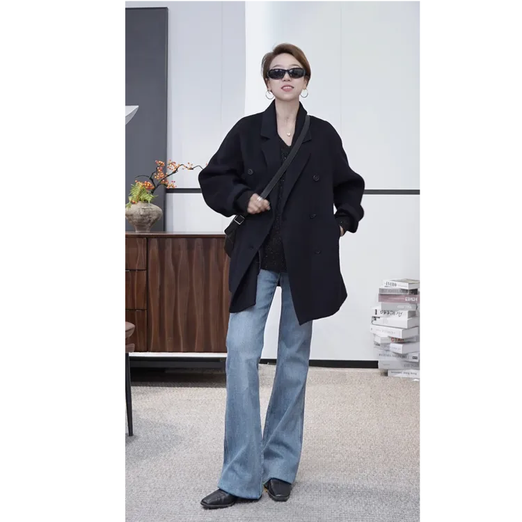 【人生大衣中长款】骆驼.绒爆款平驳领经典落肩双排扣大衣25309028 