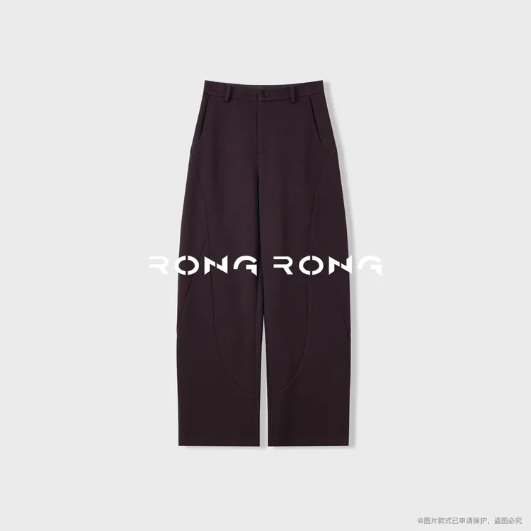 溶溶【晚暮深紫】RONGRONG 绵羊毛混纺分割修饰腿型弯刀裤2522K700