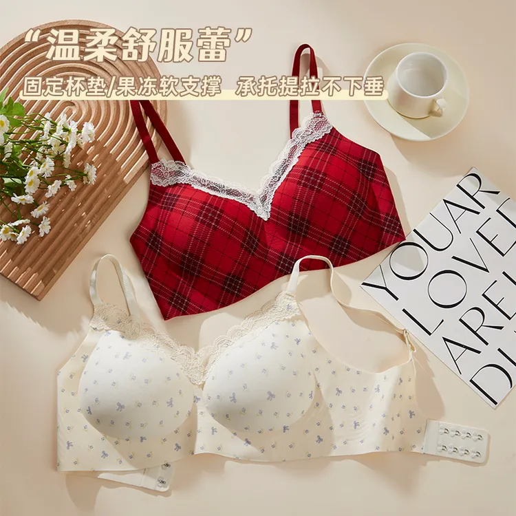 【奈诱】蕾丝花边轻糯舒适透气内衣女小胸聚拢裸感软支撑固定杯文胸