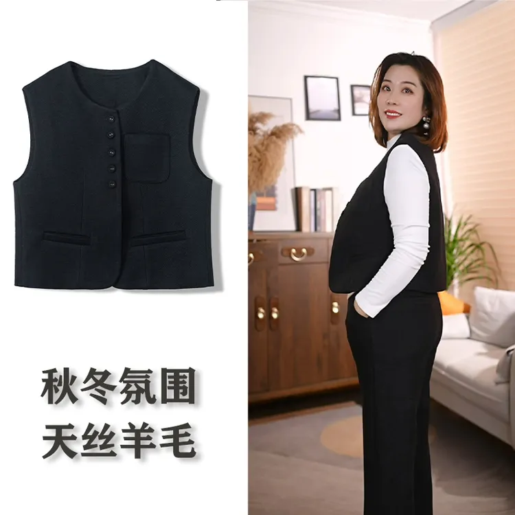 秋冬新款女马甲 短款轻奢小香风显瘦百搭无袖 56191
