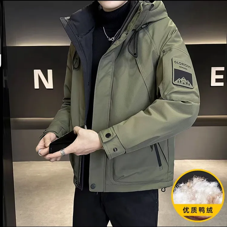 啄木鳥冬季新款保暖白鸭绒冲锋衣时尚潮流青春活力百搭休闲羽绒服