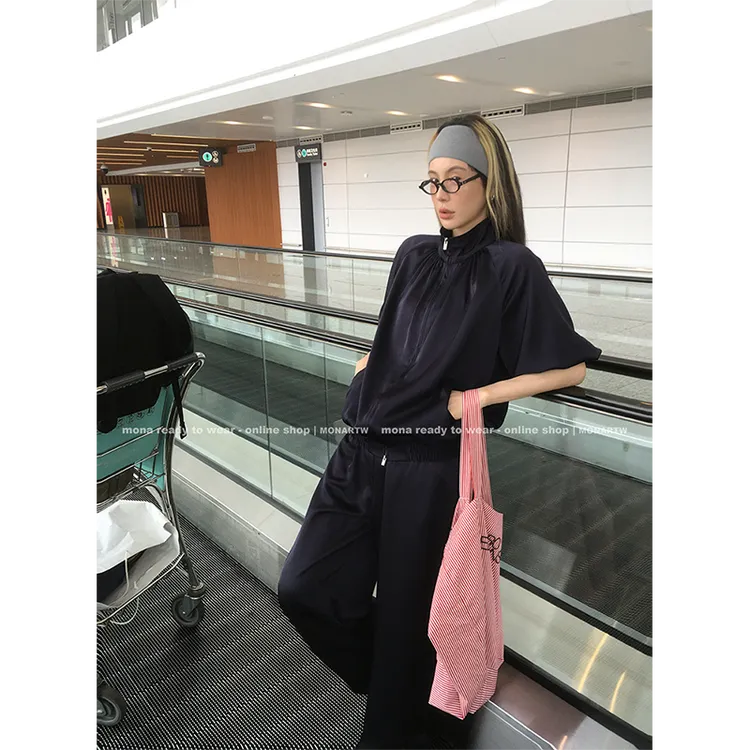 【Mona张绮贤】MONA 裂纹双面缎 外套中腰裤子 O125A02873