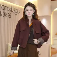 秋冬新款口袋立领短外套法式小香风气质女圆领慵懒风韩系休闲8905