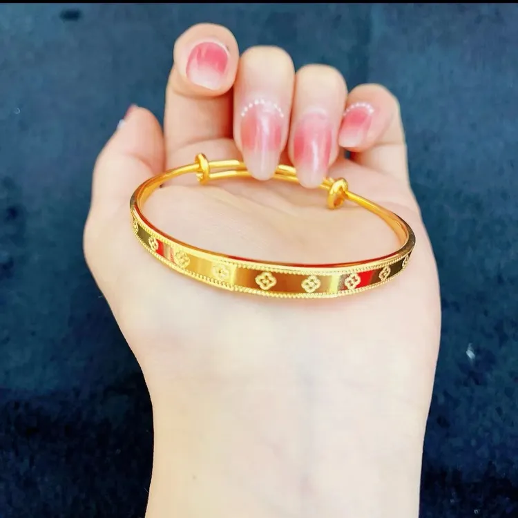 铜合金手镯 Z四叶草推拉女款气质轻奢时尚经典精美素款可调节