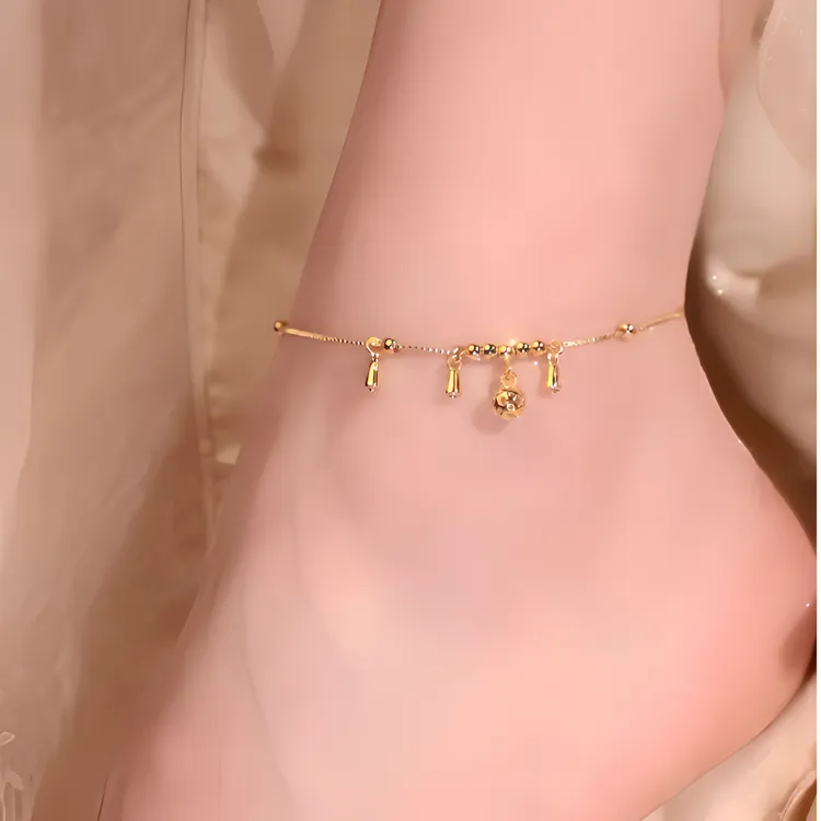 铜合金脚链 一帆风顺 马年镂空铃铛古风脚链百搭精致商品图