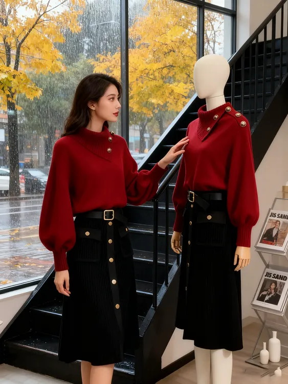 【当日发货】软糯慵懒风上衣今年流行高级感超好看红色针织衫毛衣秋