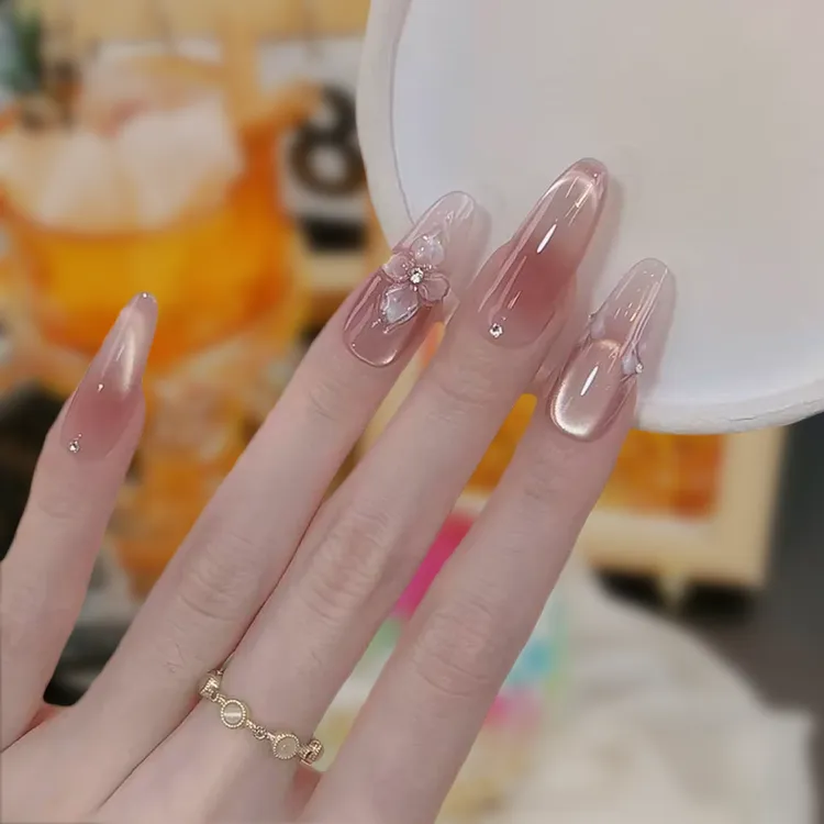 【冬日冰冻花】纯手工穿戴甲可拆卸雕花猫眼轻奢高级气质显白美甲片