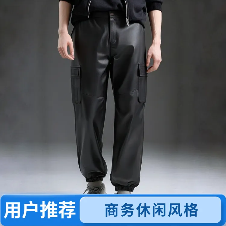 男士真牛皮工装裤机车裤四季通用