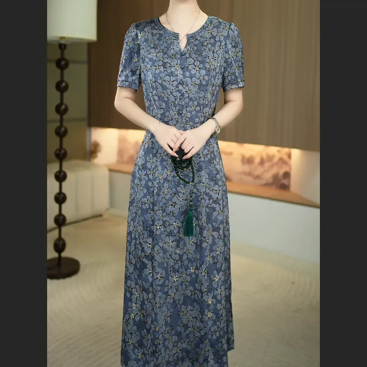 [暖晴川]春夏季新款气质修身显瘦新中式减龄改良旗袍中长款连衣裙