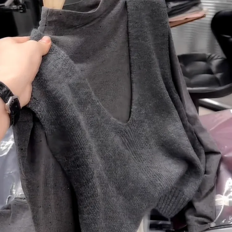 大码高级灰针织背心上衣秋日巨好看的两件套宽松显瘦韩系时尚套装