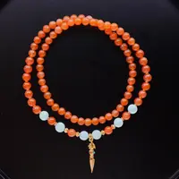 【原创】冰橘南红海纹石降魔杵多圈手串 项链（多样性发货）