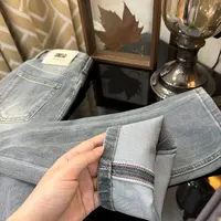 浅灰色高腰直筒裤秋季水洗四面弹牛仔裤直筒修身春秋弹力韩版外穿
