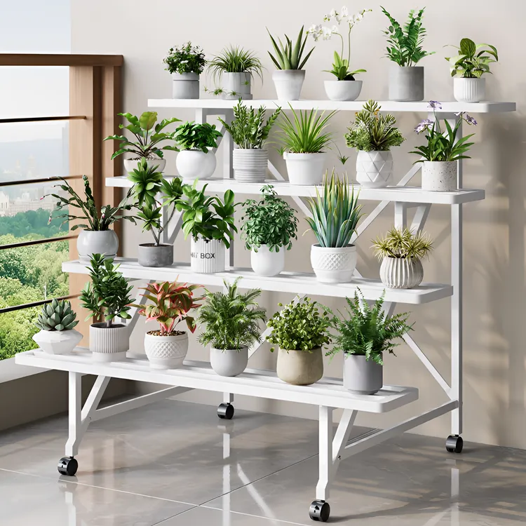 多层阶梯式可移动铁艺花架阳台客厅落地式置物架适合多肉花盆托架