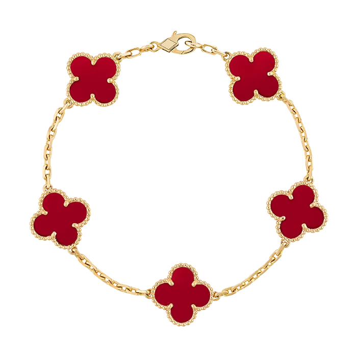 合金手链 V金3.0欧美风五花四叶草手链简约职场休闲风气质轻奢