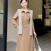 名媛P9927连衣裙显瘦气质时尚收腰ol拼接春秋季