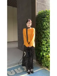 【肉肉】韩系温柔风气质三件套女圆领毛衣波点丝带半身长裙套装秋季