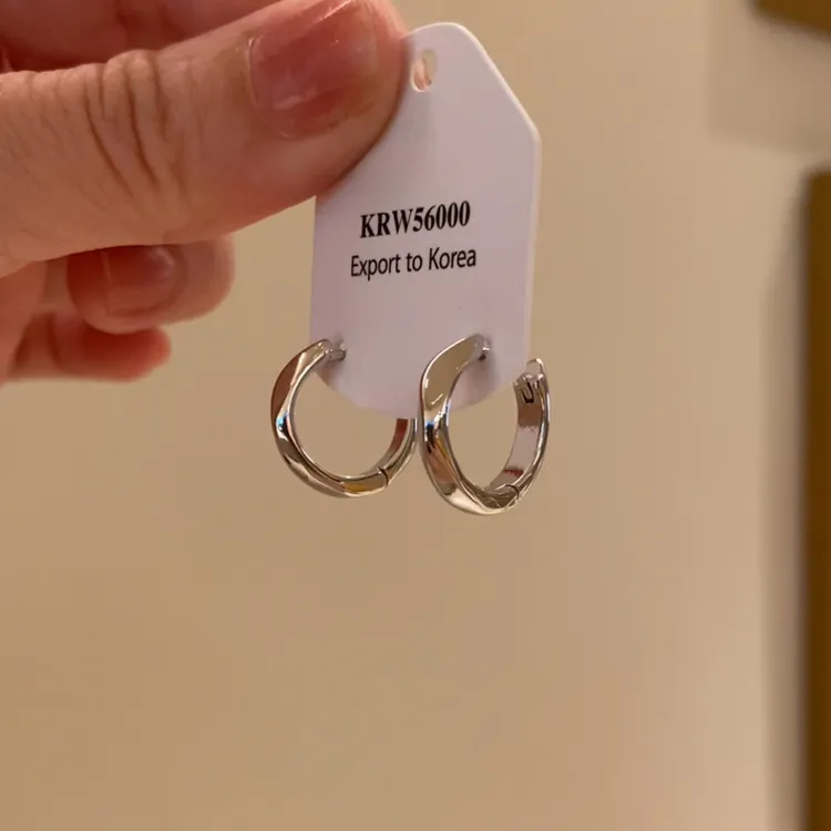 铜合金耳饰 冷淡风银色素圈耳环女小众设计高级感耳扣耳圈耳饰潮