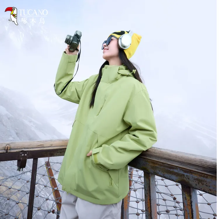 啄木鸟冲锋衣女25秋冬新款三合一两件套可拆卸防风防水登山外套男