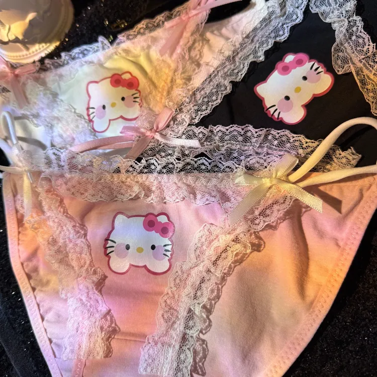 纯棉软心喵酱原创纯欲甜美蕾丝边少女三角裤
