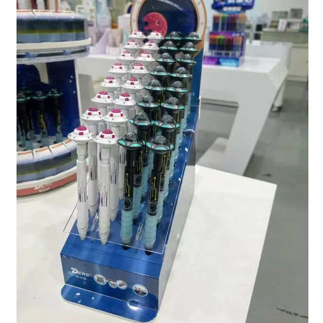 德尔施5121开学季旋转飞碟速干按动中性笔学生解压转转耐用笔