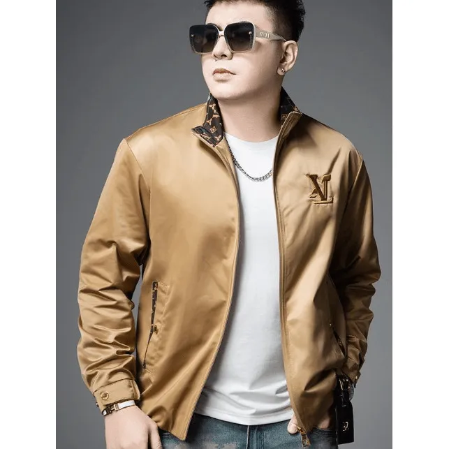 高端时尚品质男装立领夹克男士上衣2025新款秋季潮流休闲刺绣外套